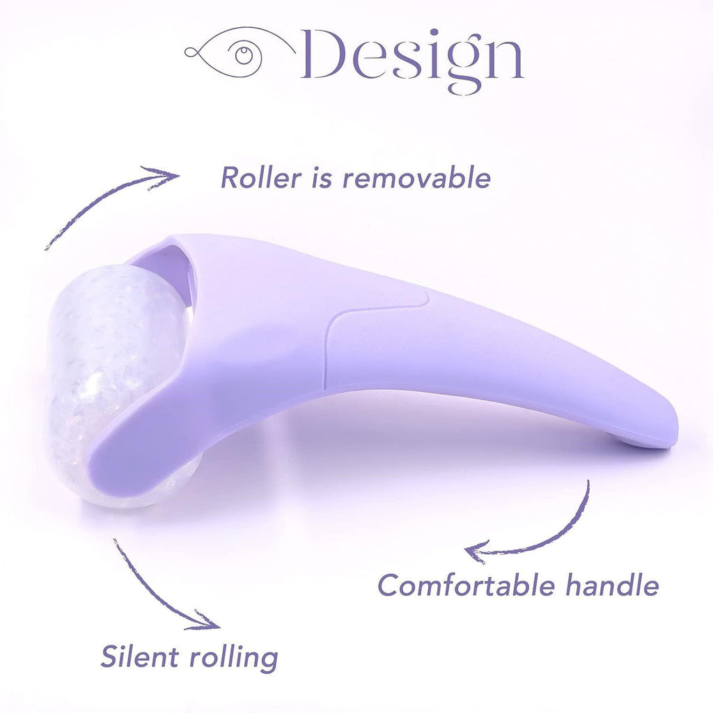 Roller viso rinfrescante appoggiato su una superficie chiara