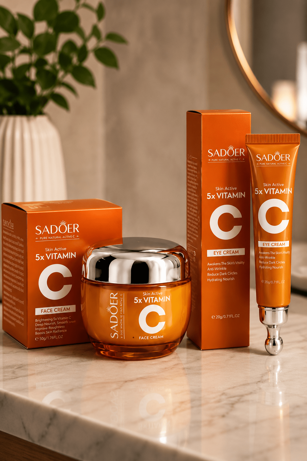Crema viso alla vitamina C illuminante in confezione