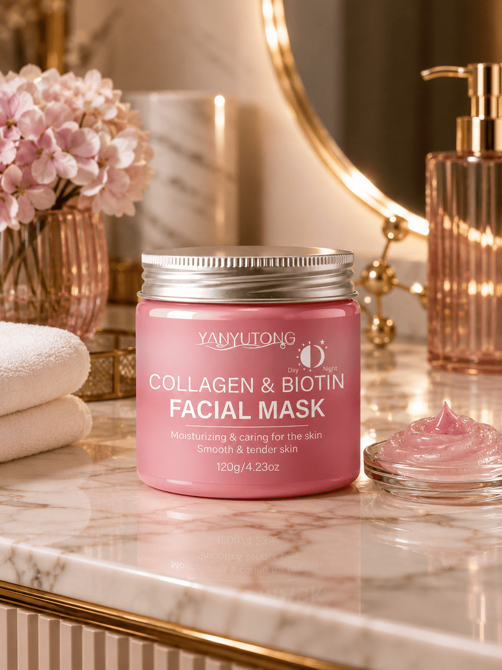 Confezione della maschera viso al collagene e biotina