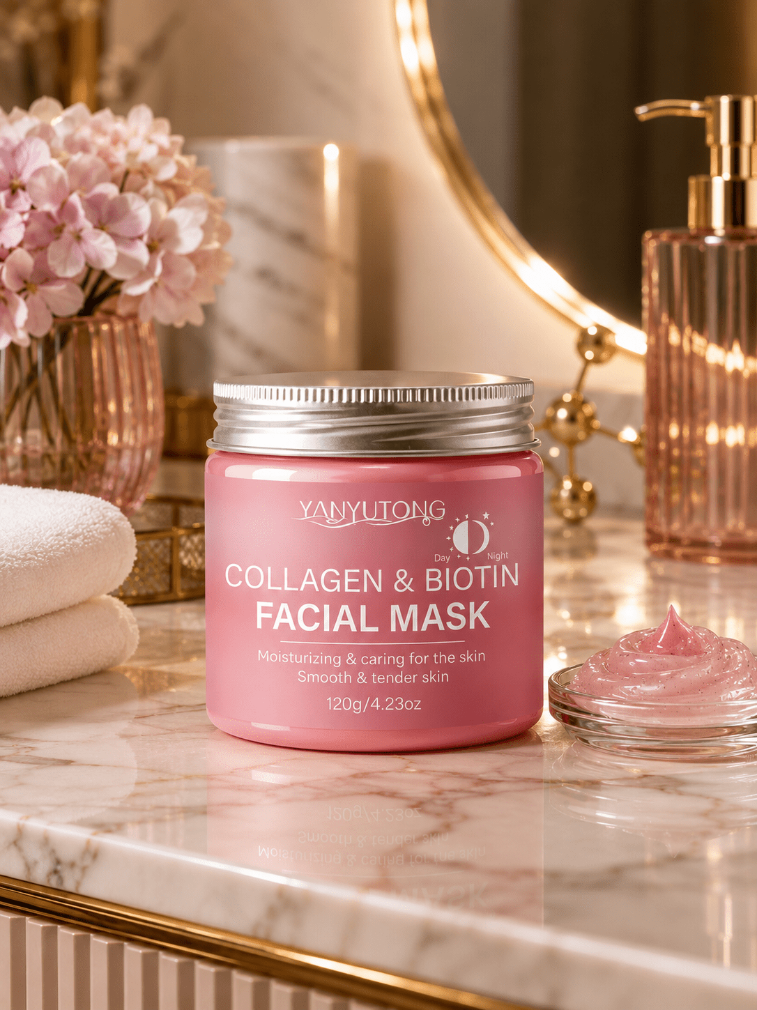Confezione della maschera viso al collagene e biotina