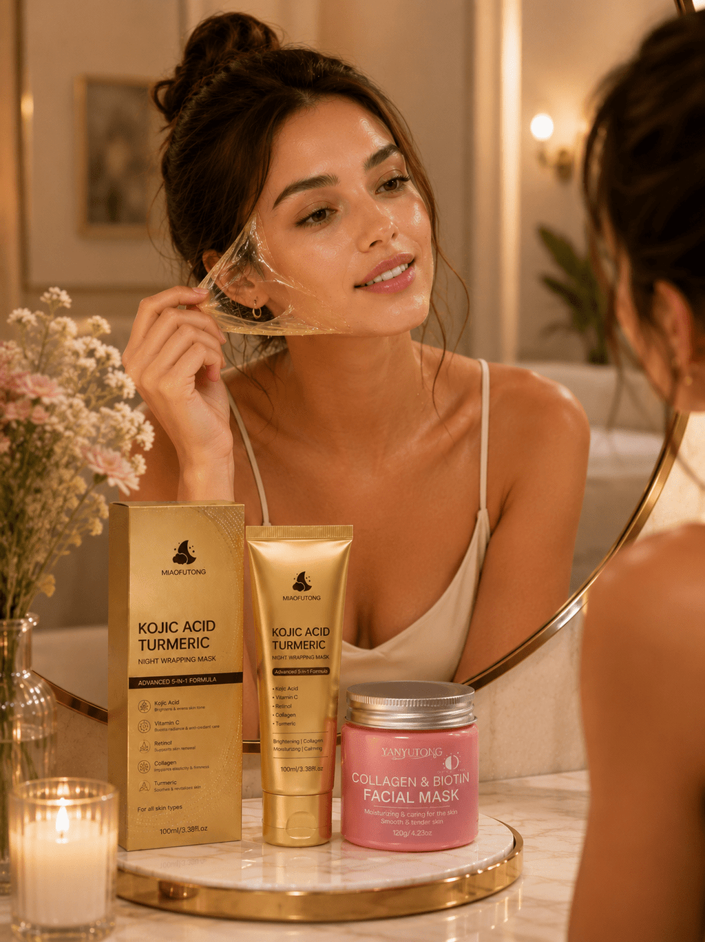 Maschera viso al collagene e biotina per la routine di bellezza