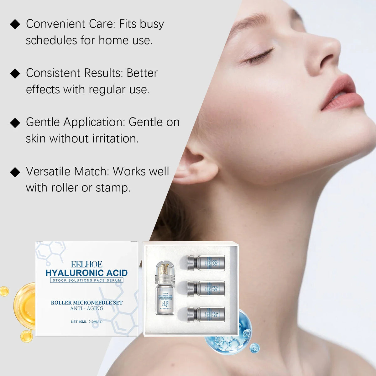 Siero viso idratante con applicatore roller microneedling