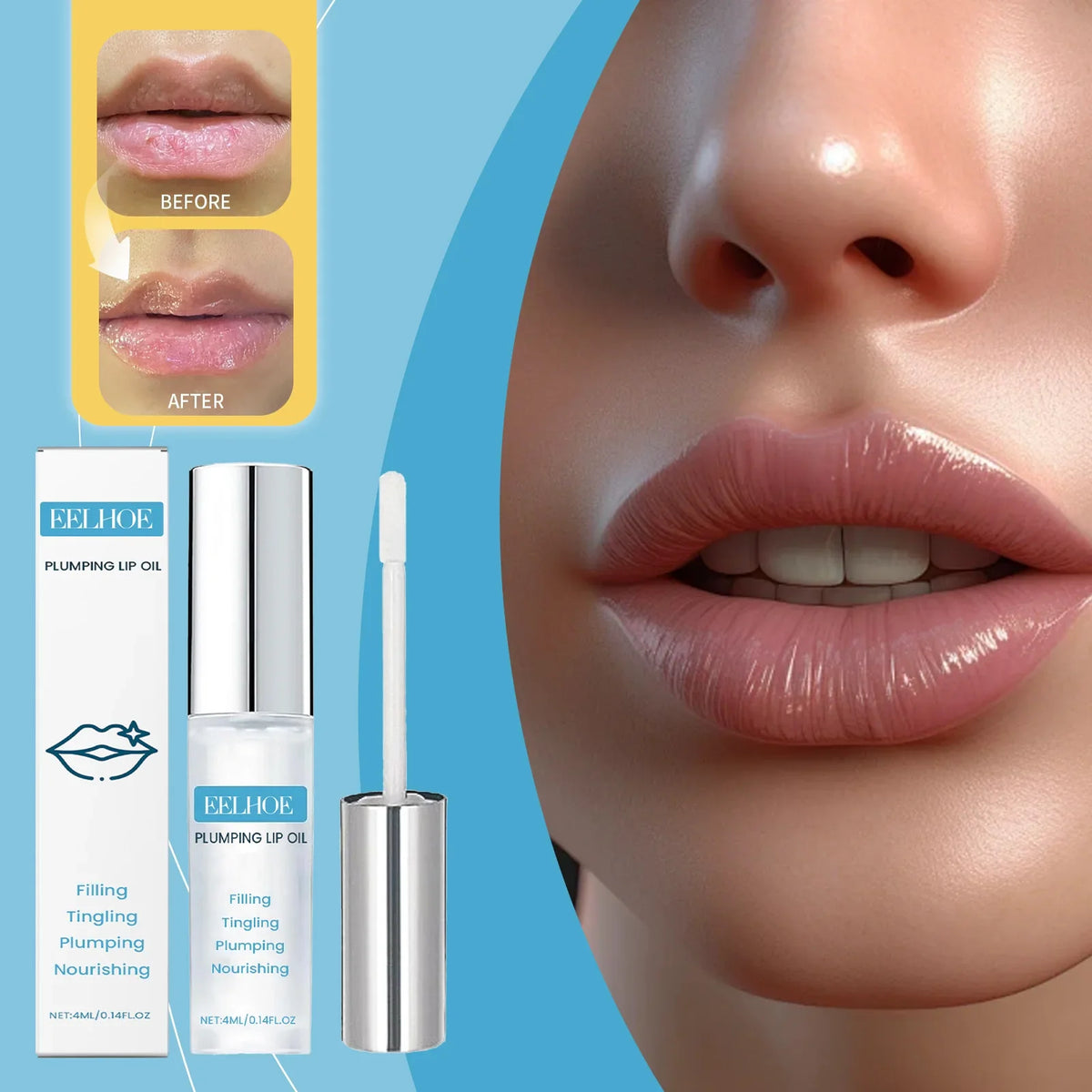 Siero lip plumper idratante per labbra piene, confezione da 4 ml