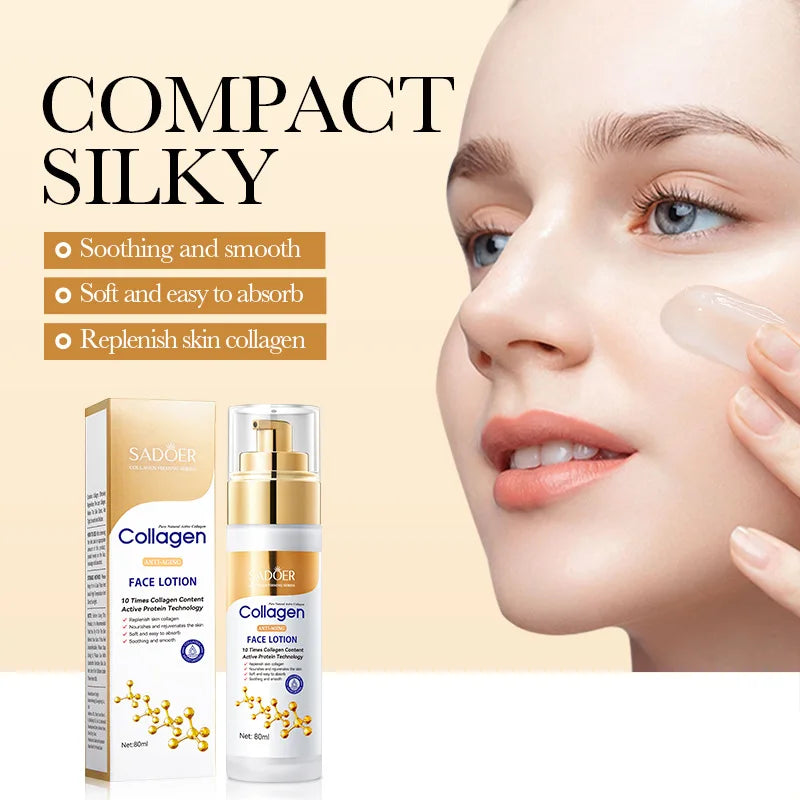Flacone di siero viso idratante al collagene da 80 ml
