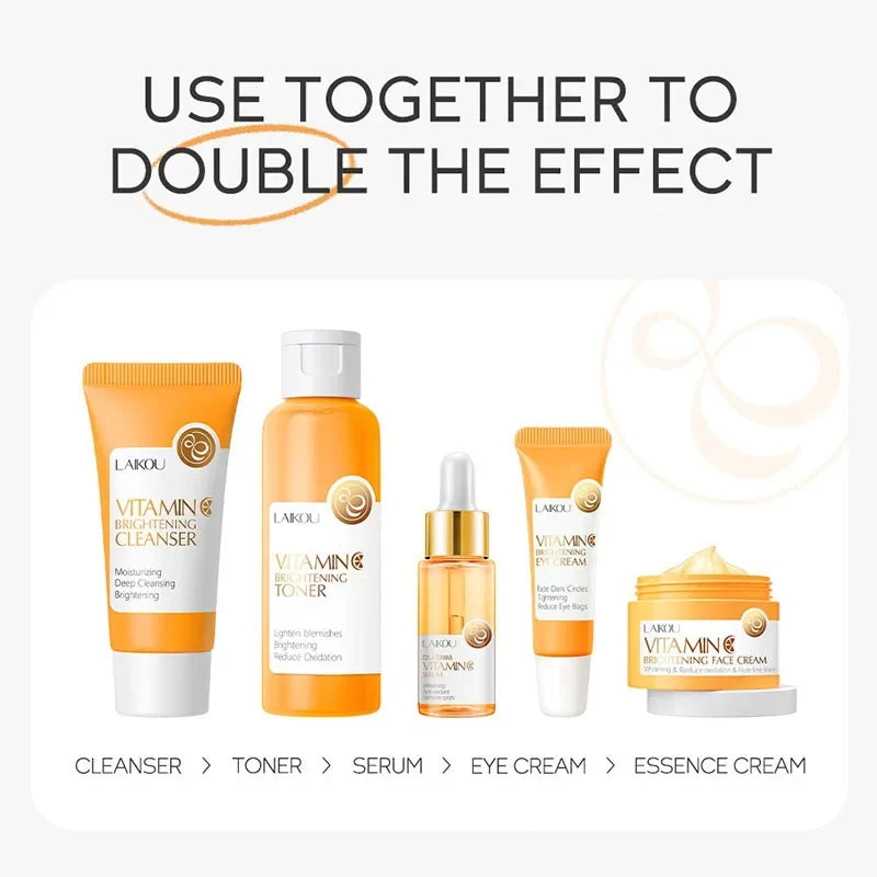 Confezione del set skincare viso alla vitamina C da 5 pezzi