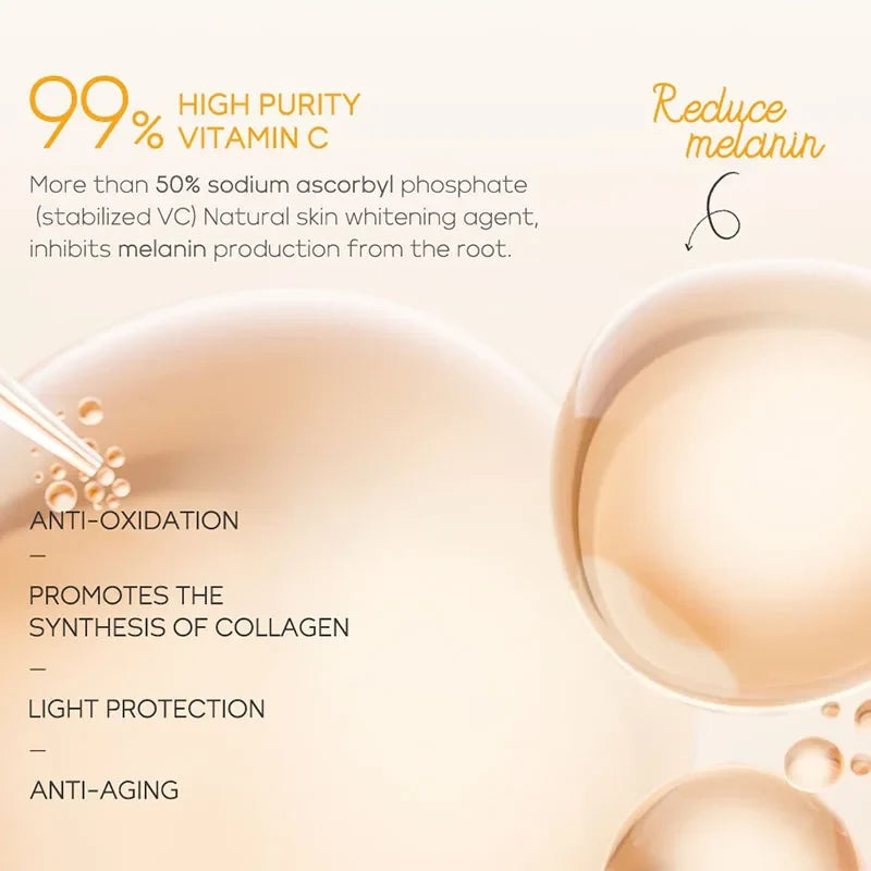 Prodotti del set skincare viso alla vitamina C disposti insieme