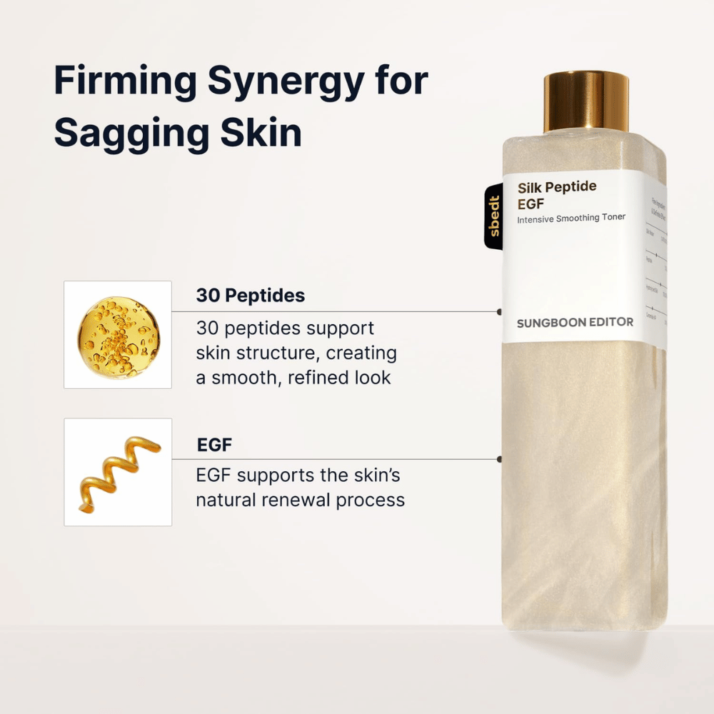 Dettaglio dell'etichetta del tonico viso con peptidi ed EGF