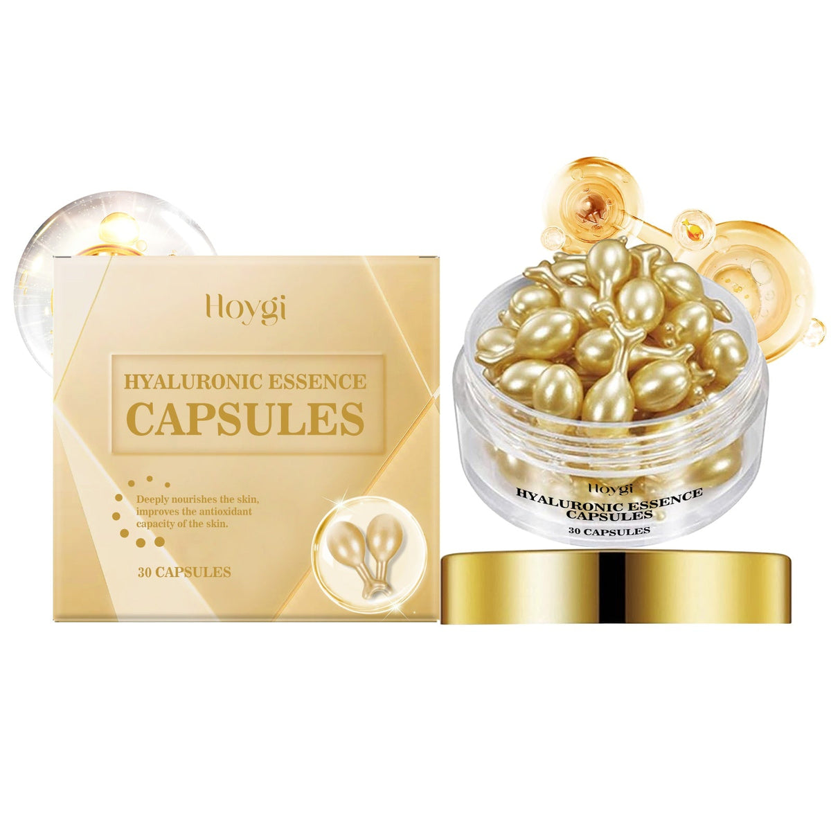 Confezione di capsule di acido ialuronico per la cura della pelle