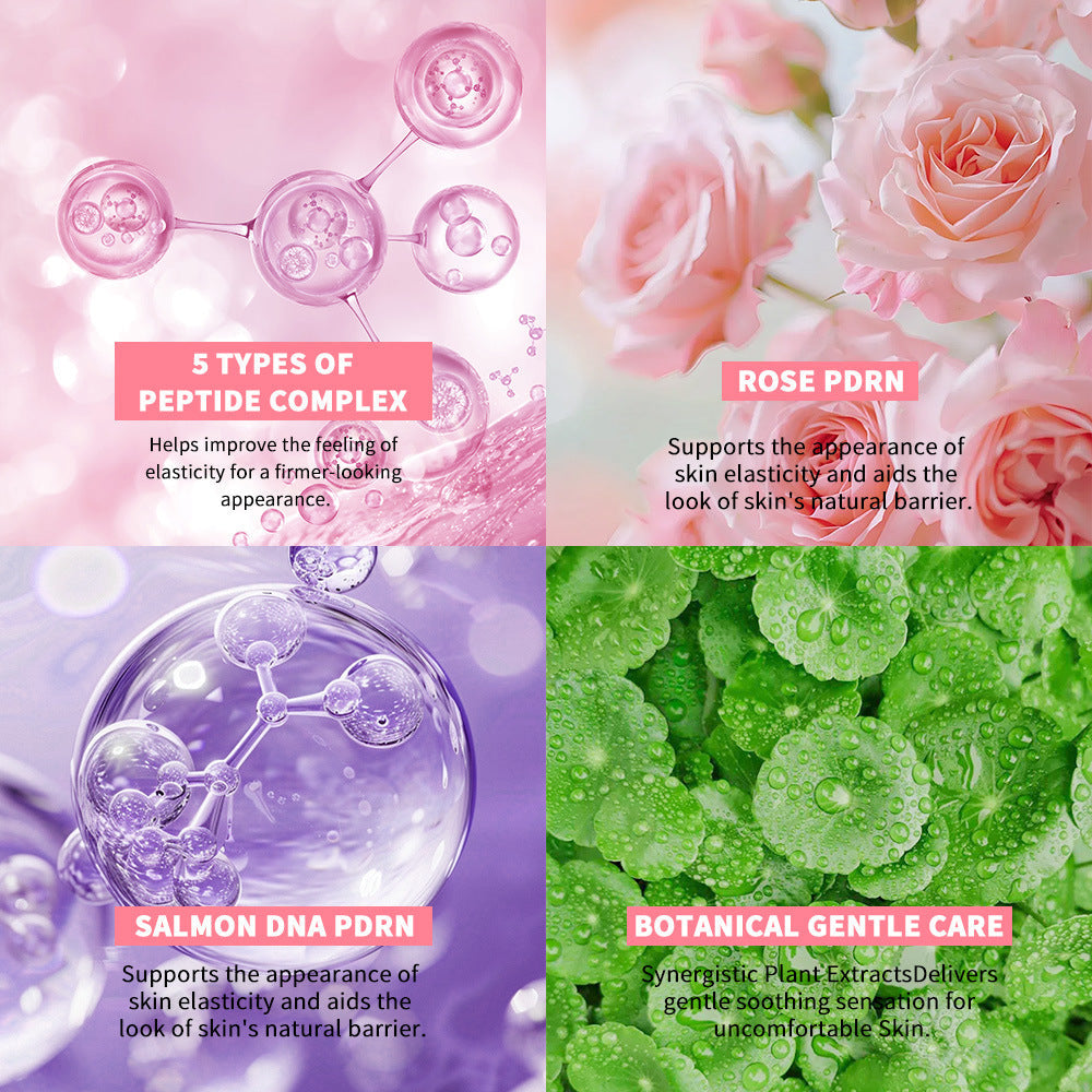 Texture leggera del siero viso ai peptidi applicata sulla pelle