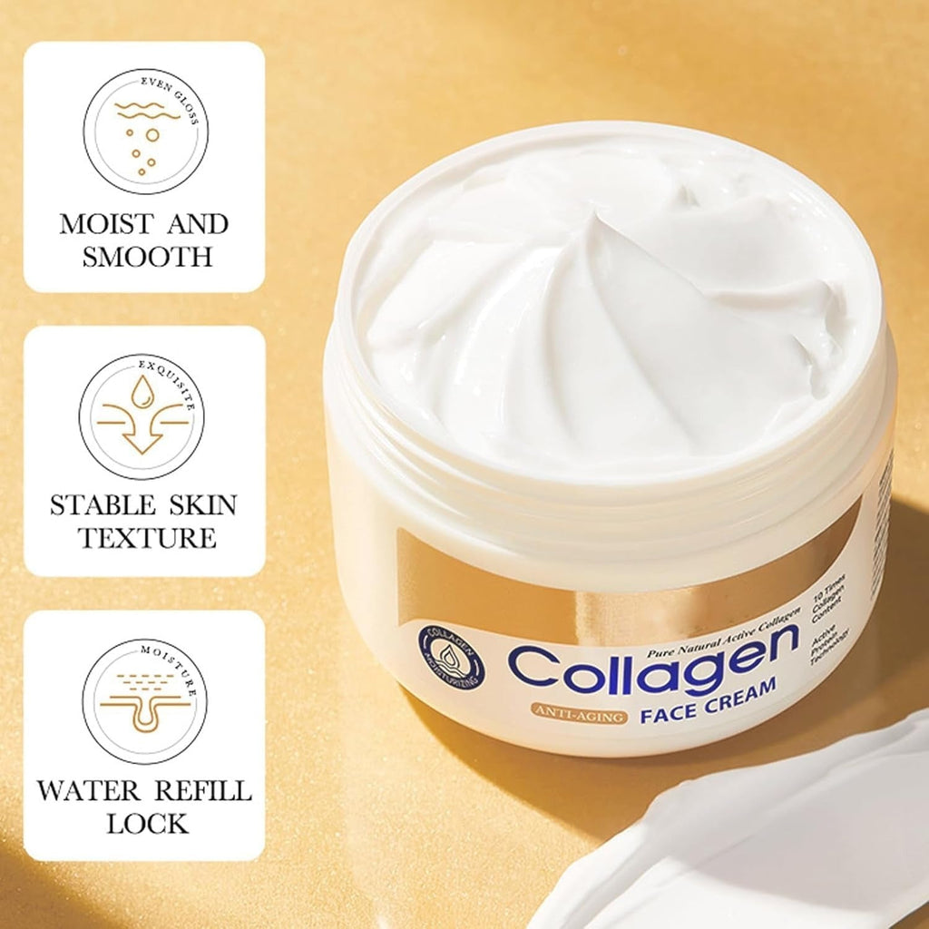 Prodotti skincare viso al collagene presentati insieme